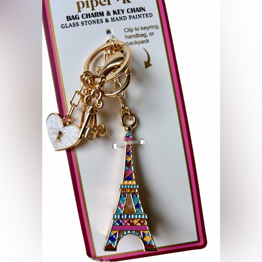 Piper K “Paris Day Dream” Jeweled Eiffel Tower Keychain and Bag Charm